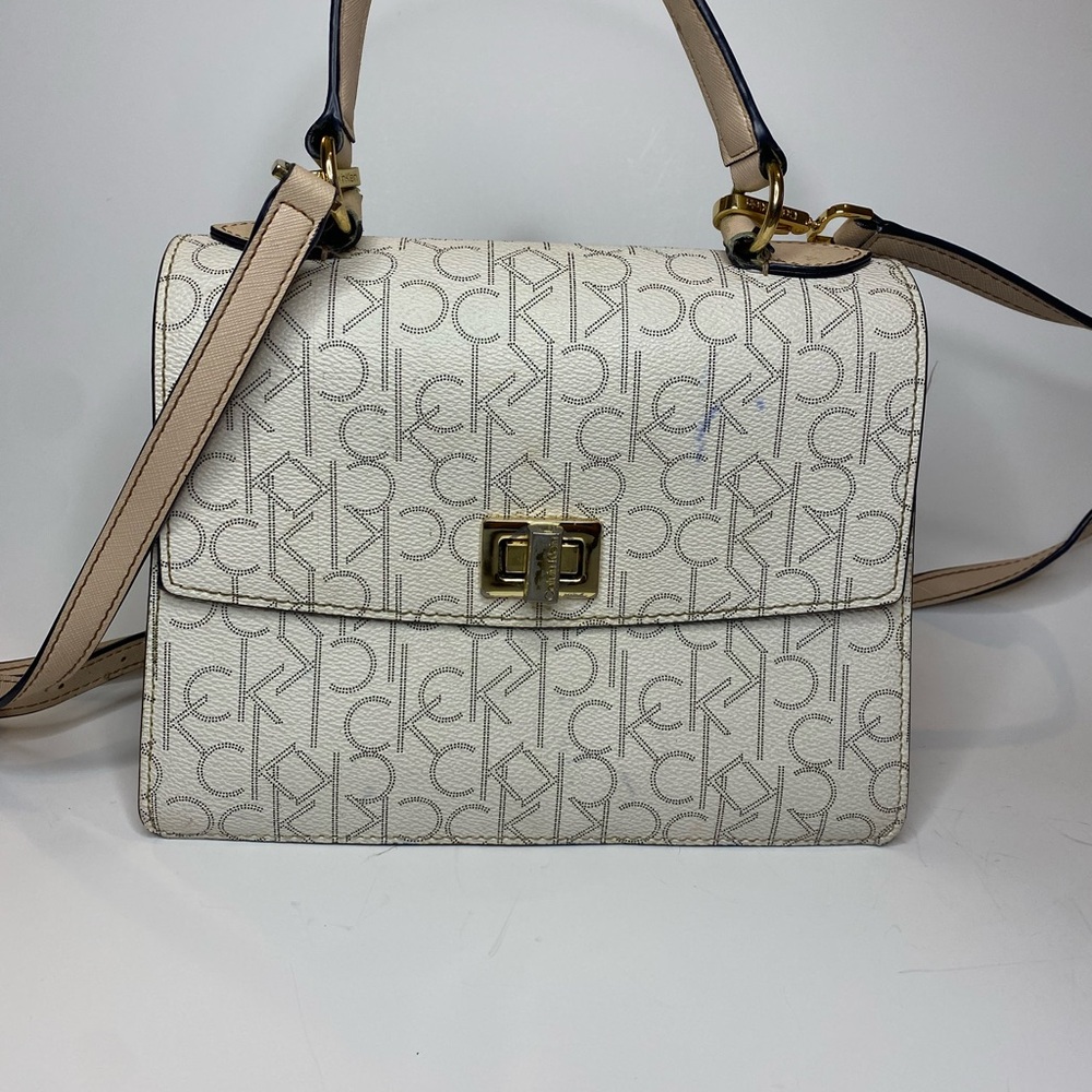 Calvin Klein Cream and Tan Satchel